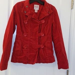 Women's small velvet red peacoat